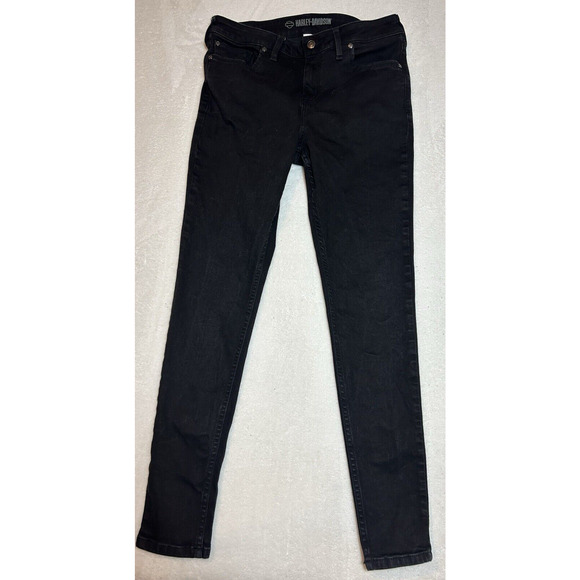 Harley-Davidson Denim - Harley Davidson Women's Black Denim Skinny Jeans Size 30 high rise